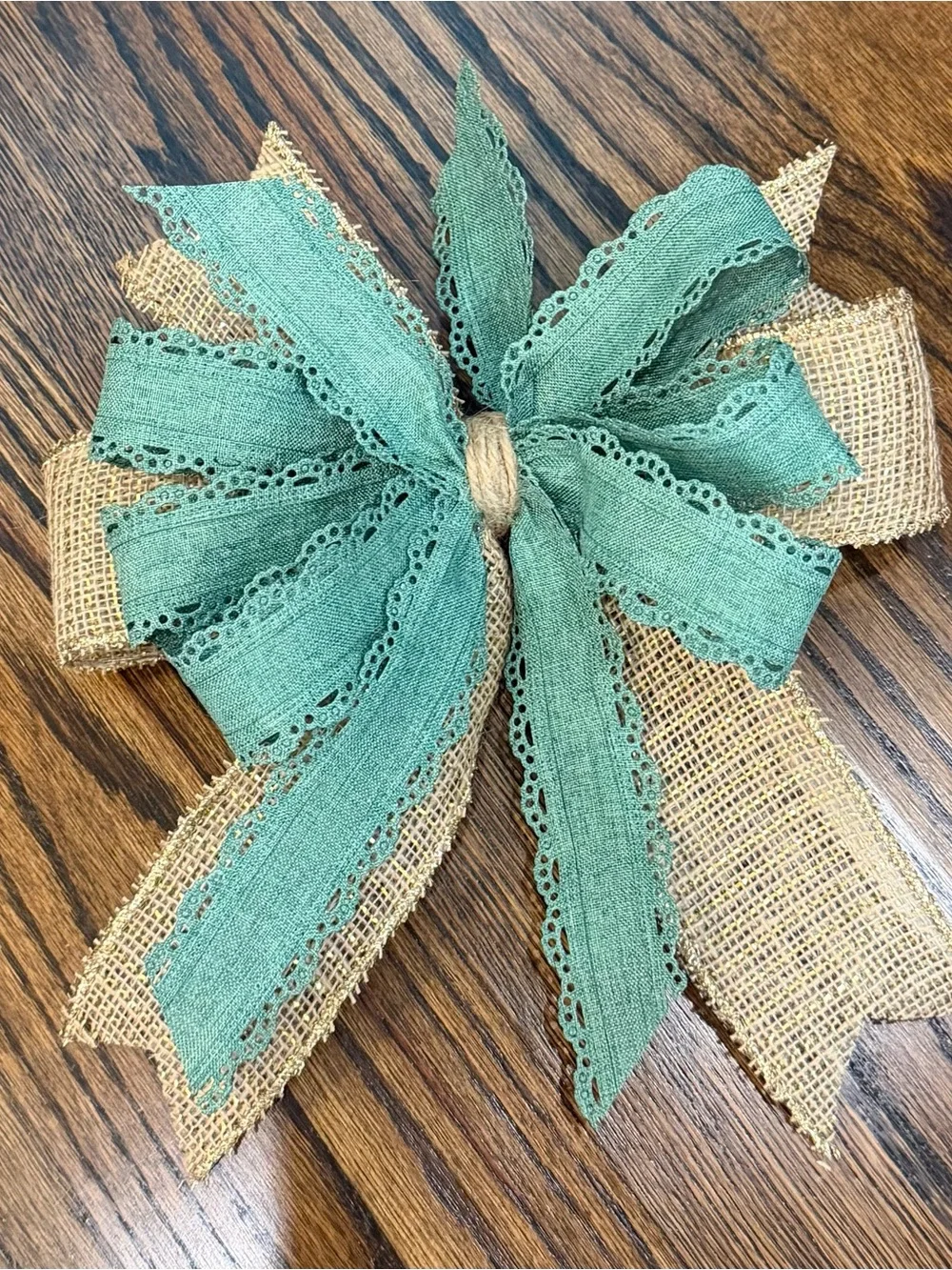 Green and Natural Burlap Holiday Wreath Bow